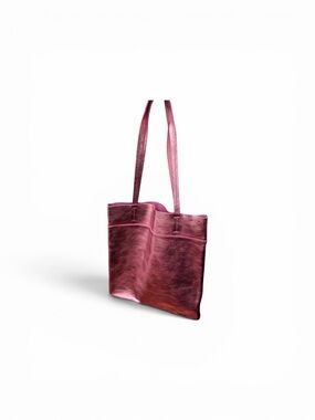 Women's Metallic Rose Leather Tote Bag